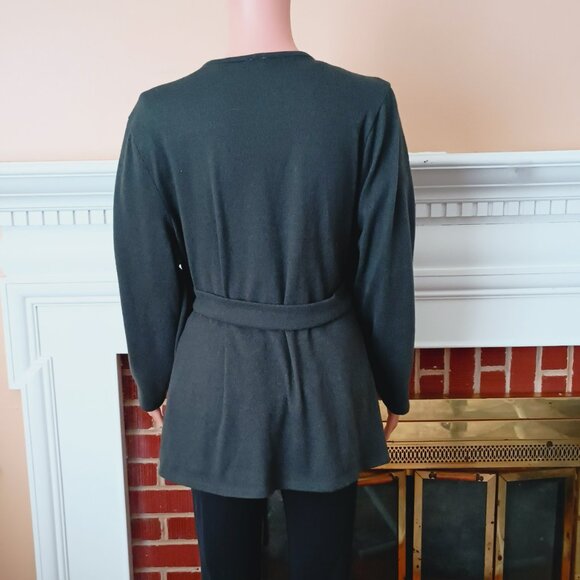 Wrapper Gray Cardigan Sweater XL with Belt Long Sleeved - Picture 3 of 9